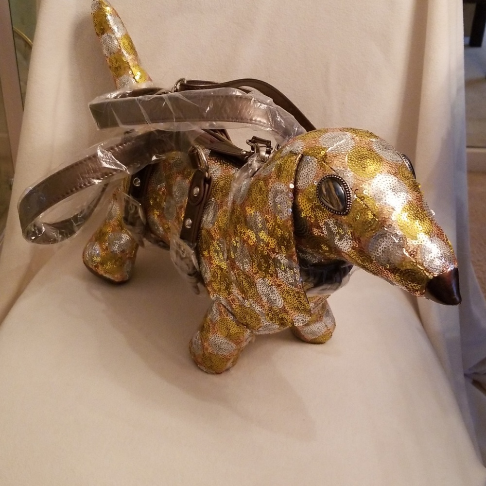 Sequin dog Sharif purse new